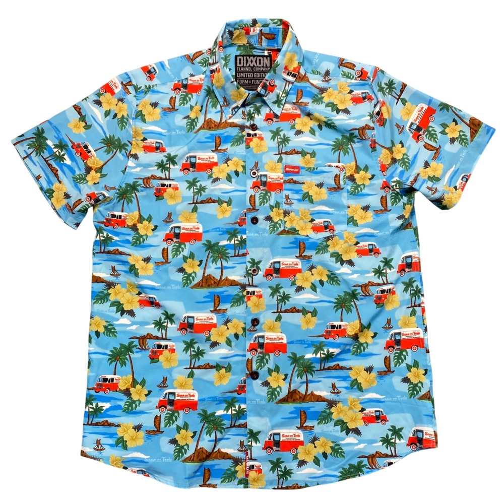 Dixxon Flannel Co Snap-On Tools Limited Edition Party Shirt Blue Tropical Mens L